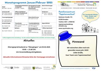 Monatsprogramm vom  Familienzentrum Tapetenwechsel in Dresden