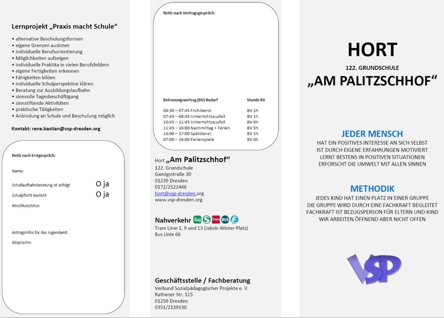 Flyer - Hort 122. Grundschule - Deutsch